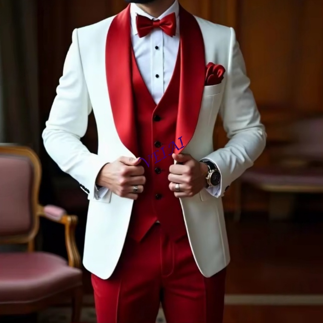 Men'S Grooming Daily - Personalizado novo branco e vermelho terno
