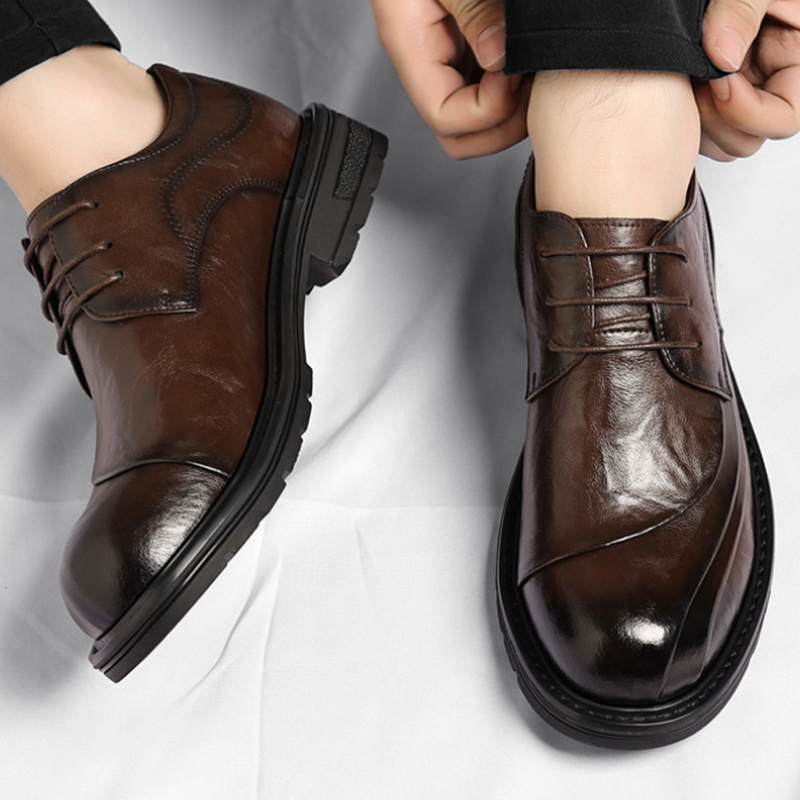 Men'S Grooming Daily - Sapatos de Couro Genuíno Marrom Envelhecido