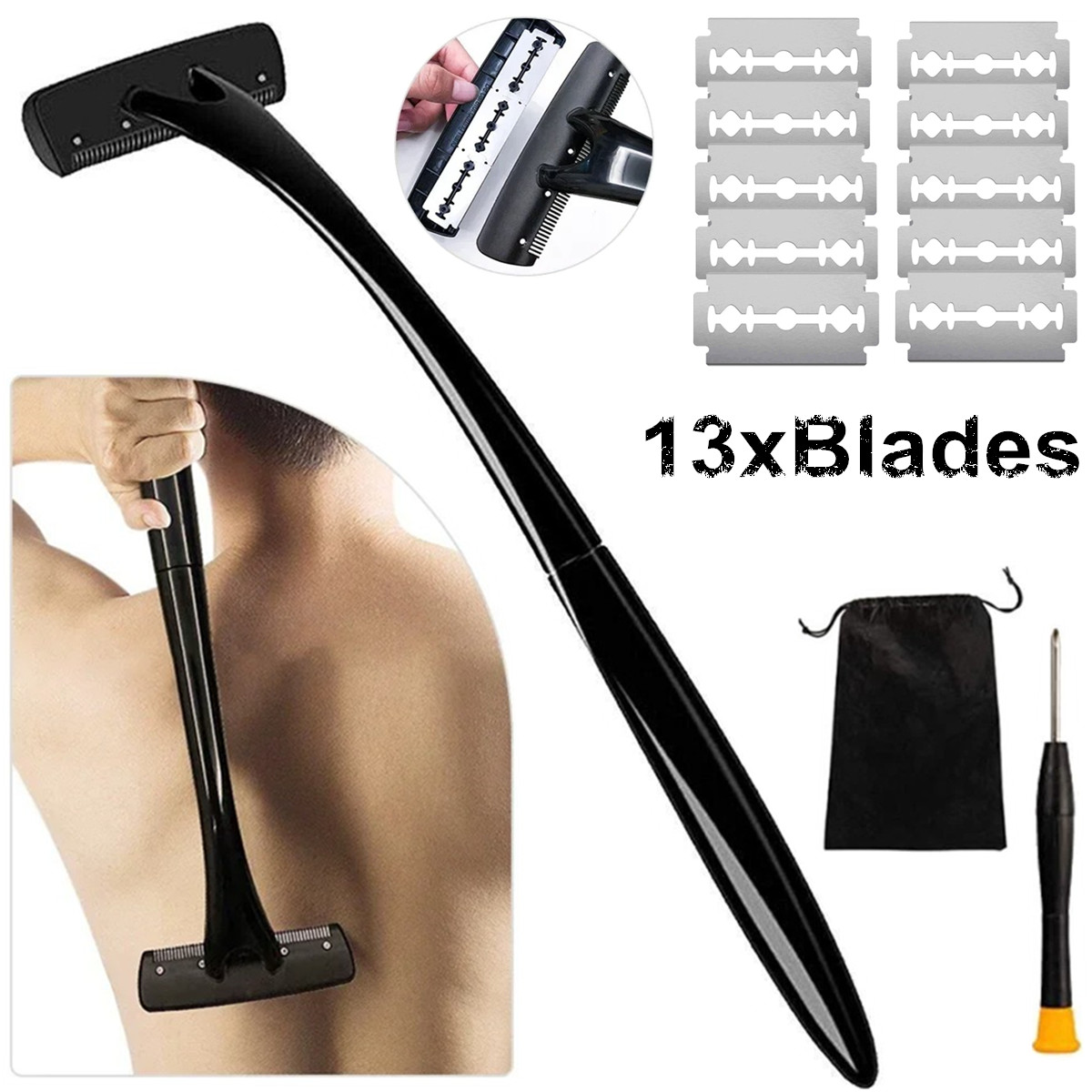 Men'S Grooming Shaver - Depilador de Costas com Cabo Longo